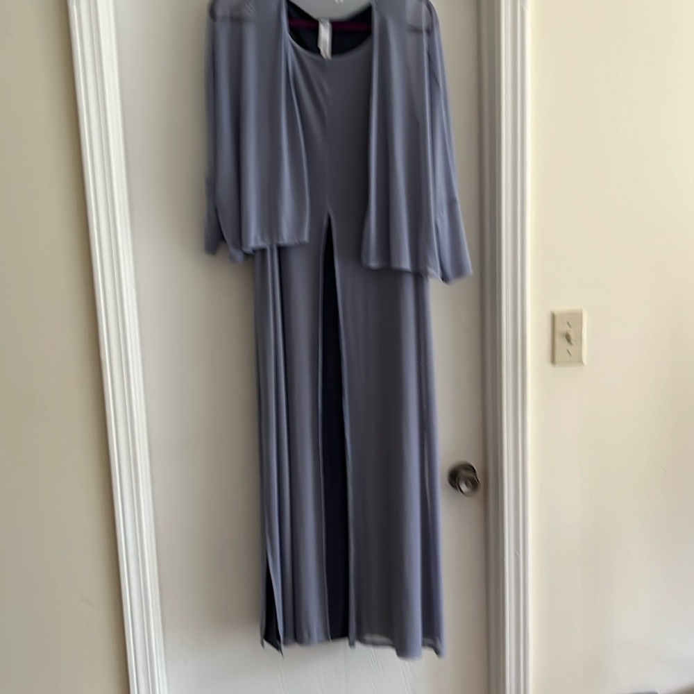 Marla Wynn-Gray/Silver Maxi Dress with sheer coverup